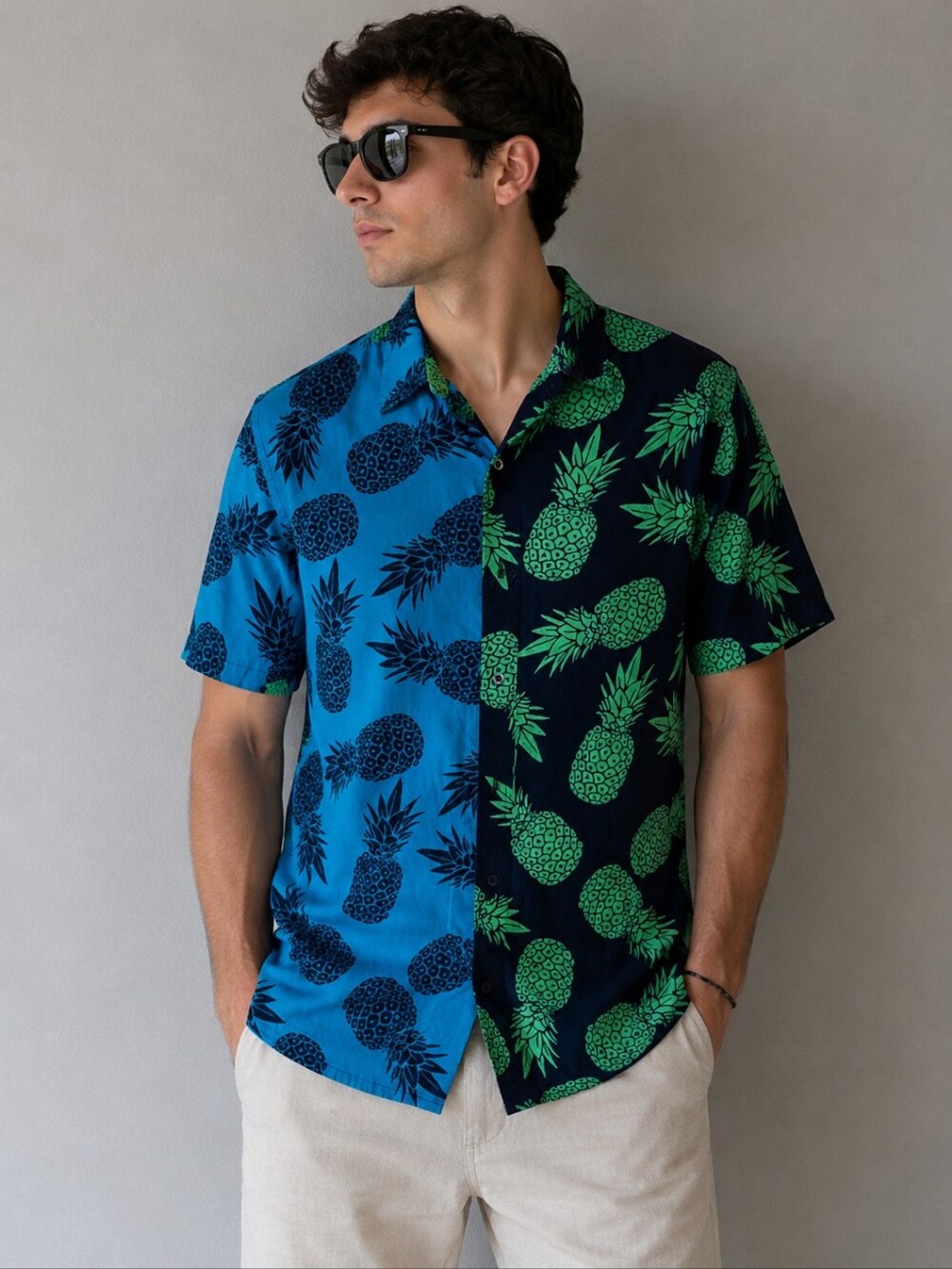 Club Room Men's Pineapple Print Summer Shirt – Size M – New Without Tags